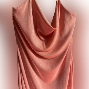 Peach halter dress.
